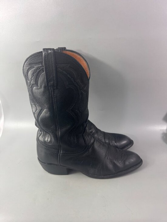 Lucchese 2000 Black Calf Skin Leather Western Boots Men Size 8 1/2 EE main image 4